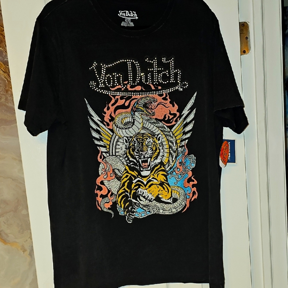 Von Dutch Black Graphic T-Shirt for Men size XL w/ Tags